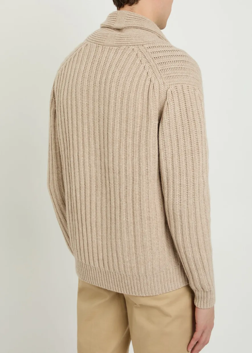 Ribbed wool and cashmere-blend cardigan