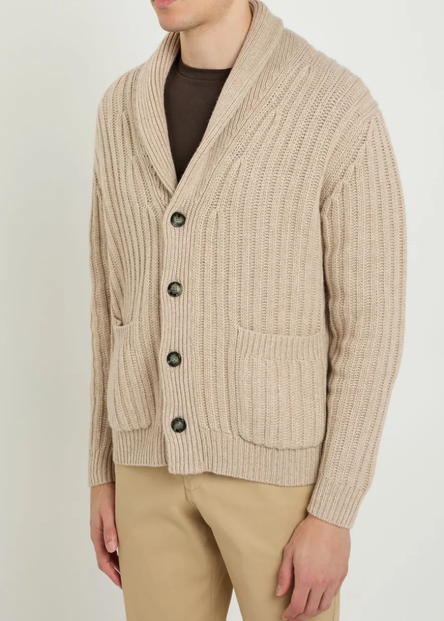 Ribbed wool and cashmere-blend cardigan