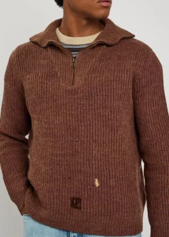 Ribbed wool and linen-blend jumper
