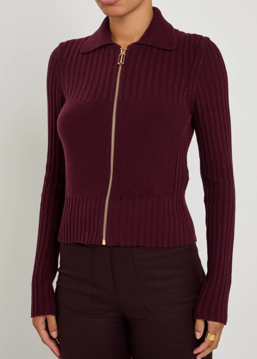 Ribbed wool-blend cardigan