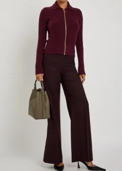 Ribbed wool-blend cardigan