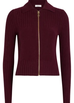 Ribbed wool-blend cardigan