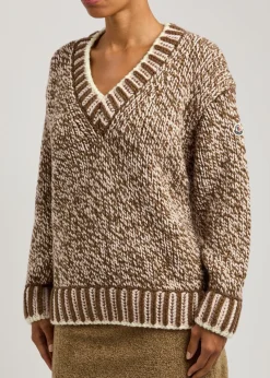Ribbed wool-blend jumper