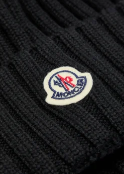 Ribbed wool bobble hat