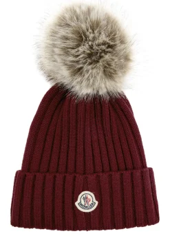 Ribbed wool bobble hat