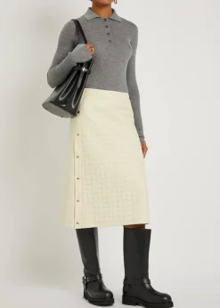 Ribbed wool polo top