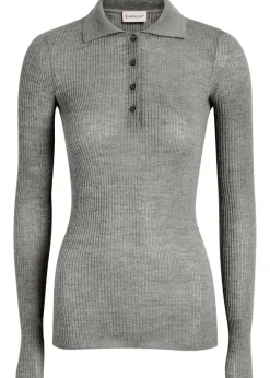 Ribbed wool polo top