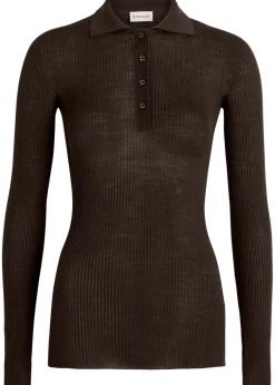 Ribbed wool polo top