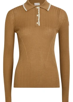 Ribbed wool polo top