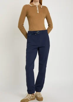 Ribbed wool polo top