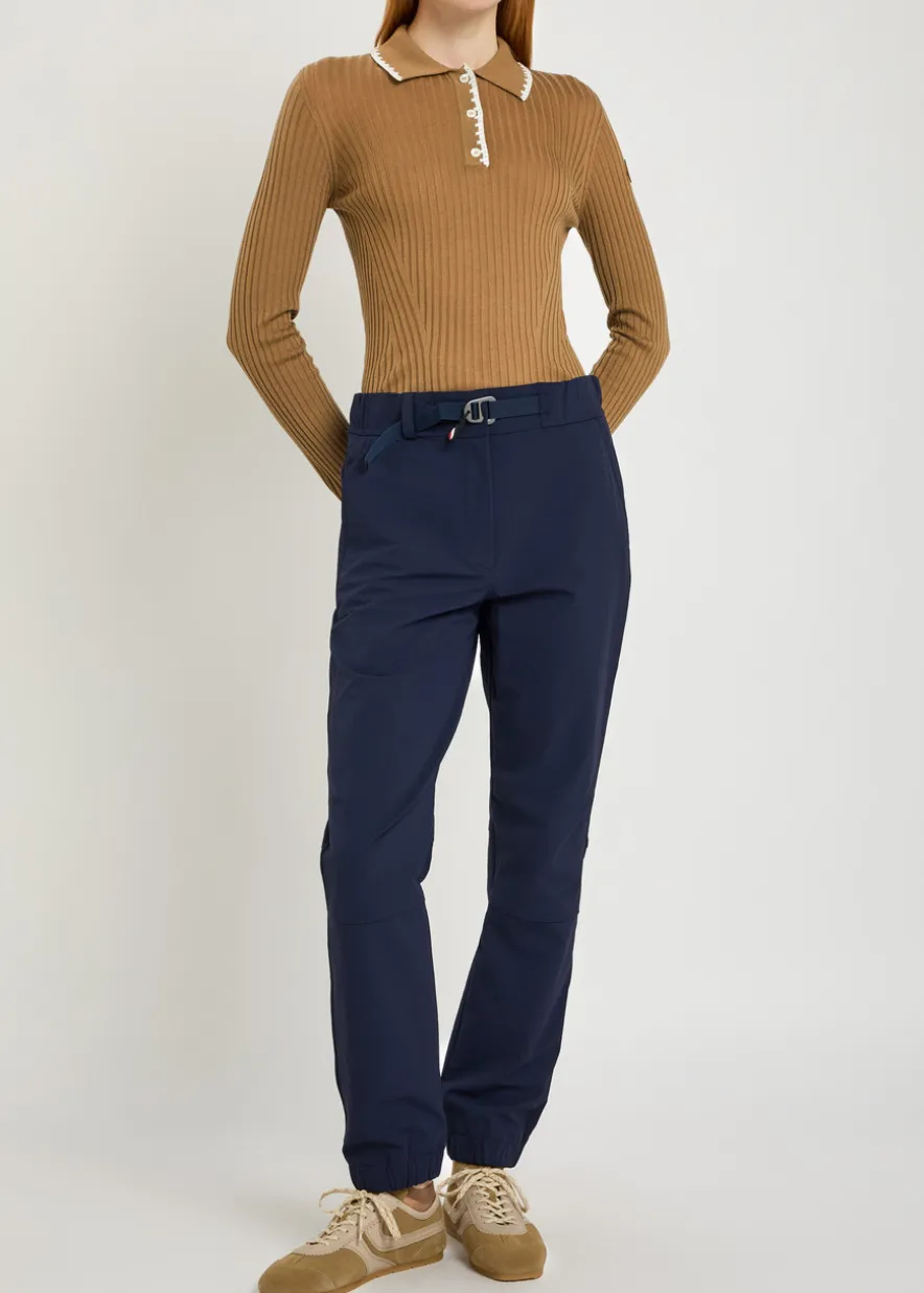 Ribbed wool polo top