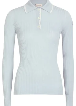 Ribbed wool polo top