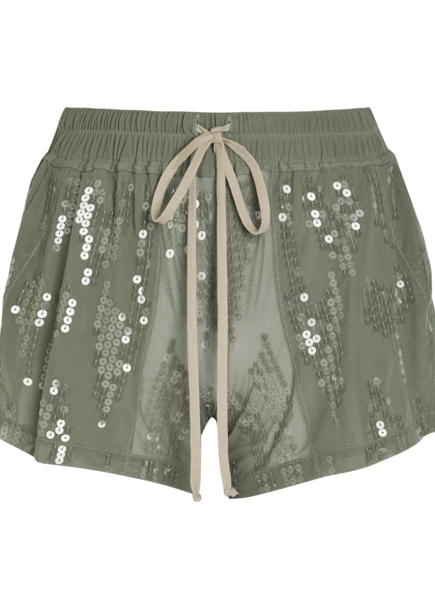 Ricamati embellished stretch-tulle shorts