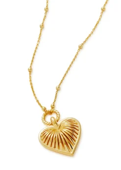 Ridge Heart 18kt gold-plated necklace