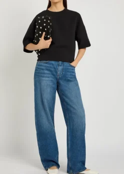 Rift cropped cotton-blend T-shirt