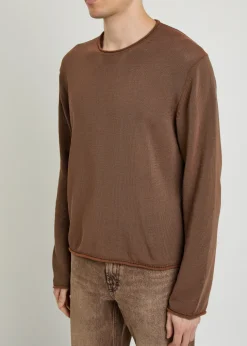 Rigid rolled-trim cotton-blend jumper