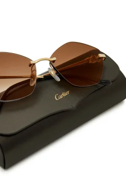 Rimless hexagon-frame sunglasses