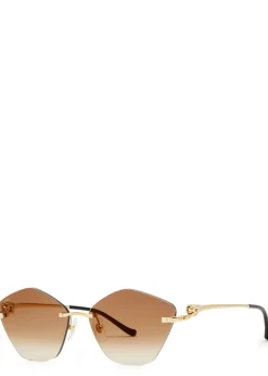 Rimless hexagon-frame sunglasses