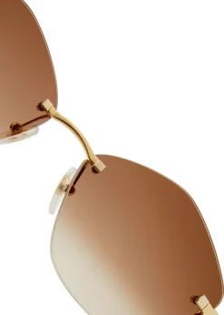 Rimless hexagon-frame sunglasses