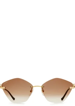 Rimless hexagon-frame sunglasses