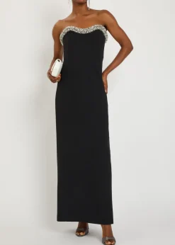 Riona embellished strapless crepe gown