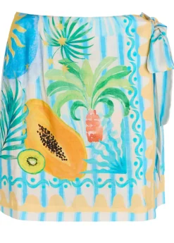 Rio printed woven mini wrap skirt