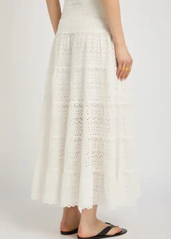 Ripeka embroidered cotton midi skirt
