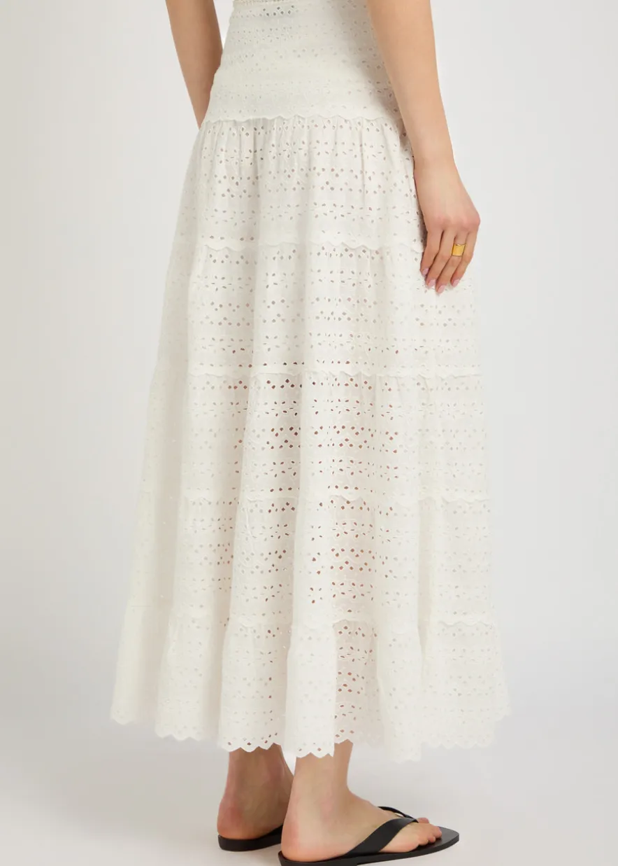 Ripeka embroidered cotton midi skirt