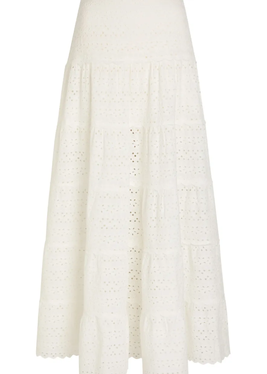 Ripeka embroidered cotton midi skirt