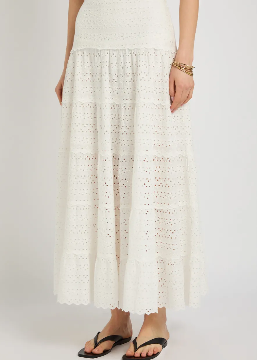 Ripeka embroidered cotton midi skirt