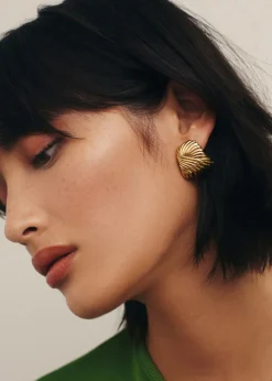 Ripple 18kt gold-plated stud earrings