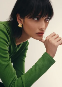 Ripple 18kt gold-plated stud earrings