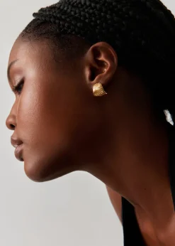 Ripple 18kt gold-plated stud earrings