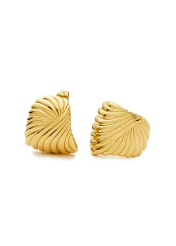 Ripple 18kt gold-plated stud earrings