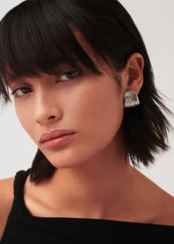 Ripple silver-plated stud earrings