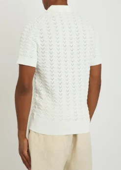 Ripple textured fine-knit polo shirt