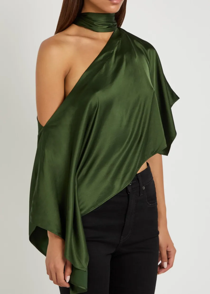 Rita draped asymmetric satin top