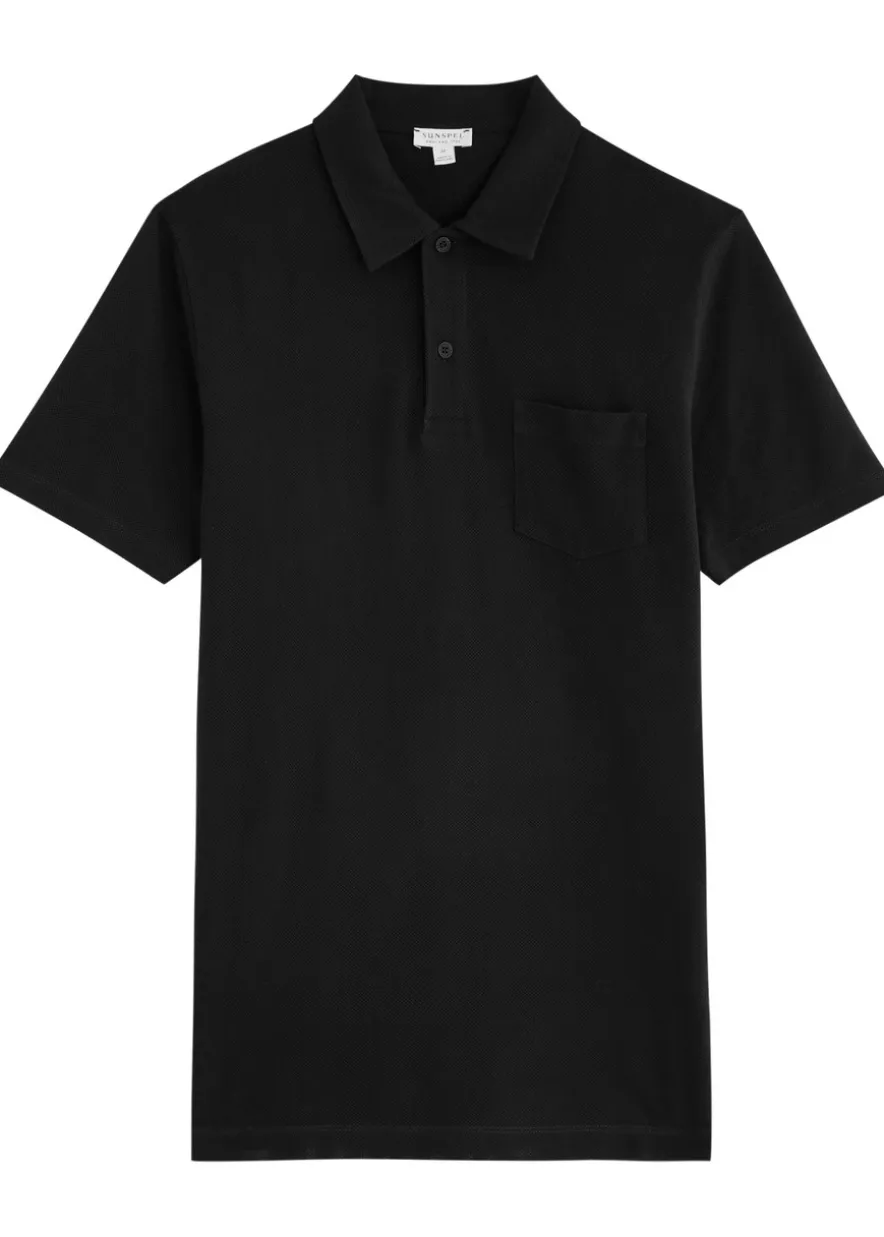 Riviera cotton-mesh polo shirt