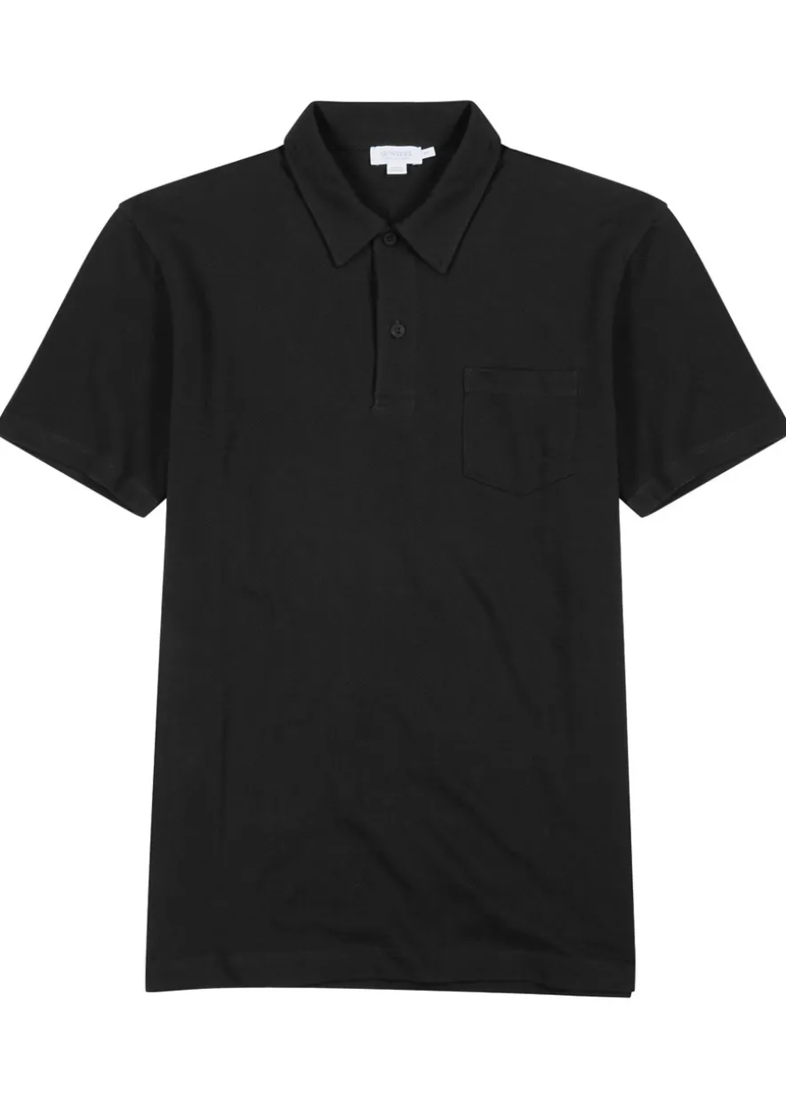 Riviera cotton-mesh polo shirt