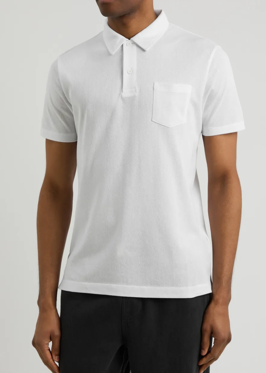 Riviera cotton-mesh polo shirt