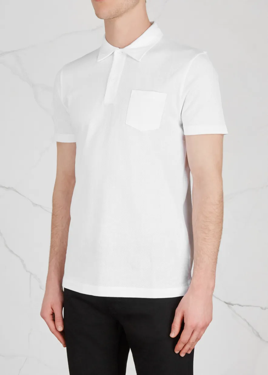 Riviera cotton-mesh polo shirt