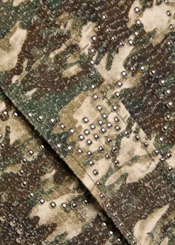 Roach camo studded hooded parka jacket