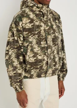 Roach camo studded hooded parka jacket