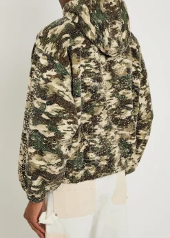 Roach camo studded hooded parka jacket