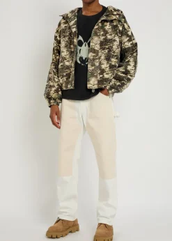 Roach camo studded hooded parka jacket