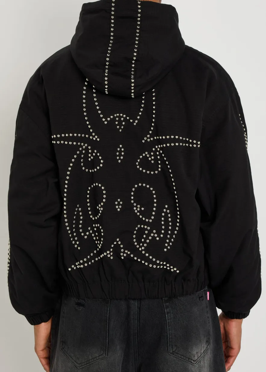 Roach studded hooded parka jacket