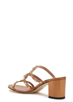 Rockstud 60 metallic leather mules