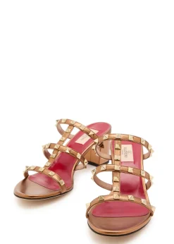 Rockstud 60 metallic leather mules