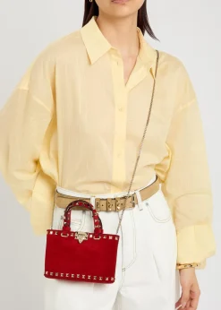 Rockstud mini suede tote bag