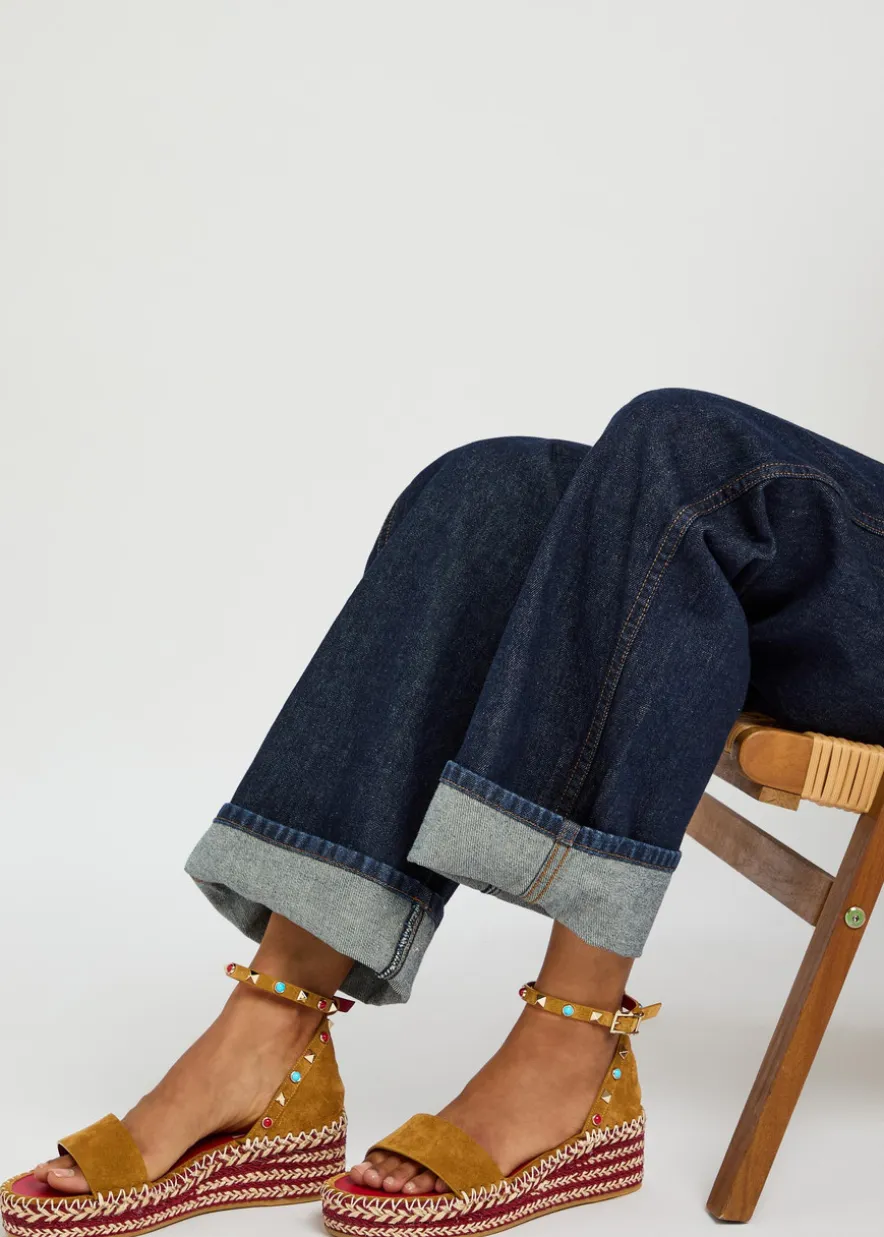 Rockstud 45 suede wedge espadrilles